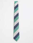 Moss London Tie With Multi Stripe - Blue