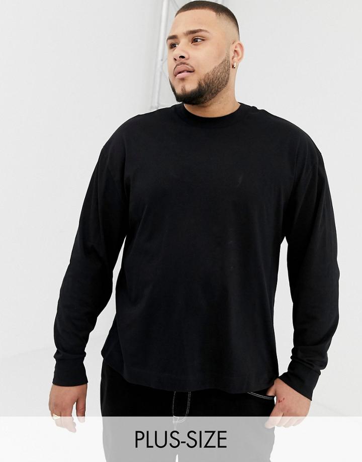 Collusion Plus Regular Fit Long Sleeve T-shirt In Black - Black