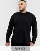 Collusion Plus Regular Fit Long Sleeve T-shirt In Black - Black