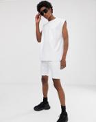 Asos Design Two-piece Oversized Sleeveless T-shirt In White Vinyl Fabric