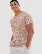 Jack & Jones Premium Oversized Palm Print T-shirt In Rust-orange