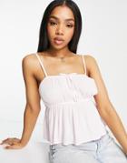 Miss Selfridge Gathered Bust 90s Cami Top In Crinkle-pink