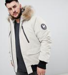 Good For Nothing Bomber Jacket In Stone With Faux Fur Hood Exclusive To Asos