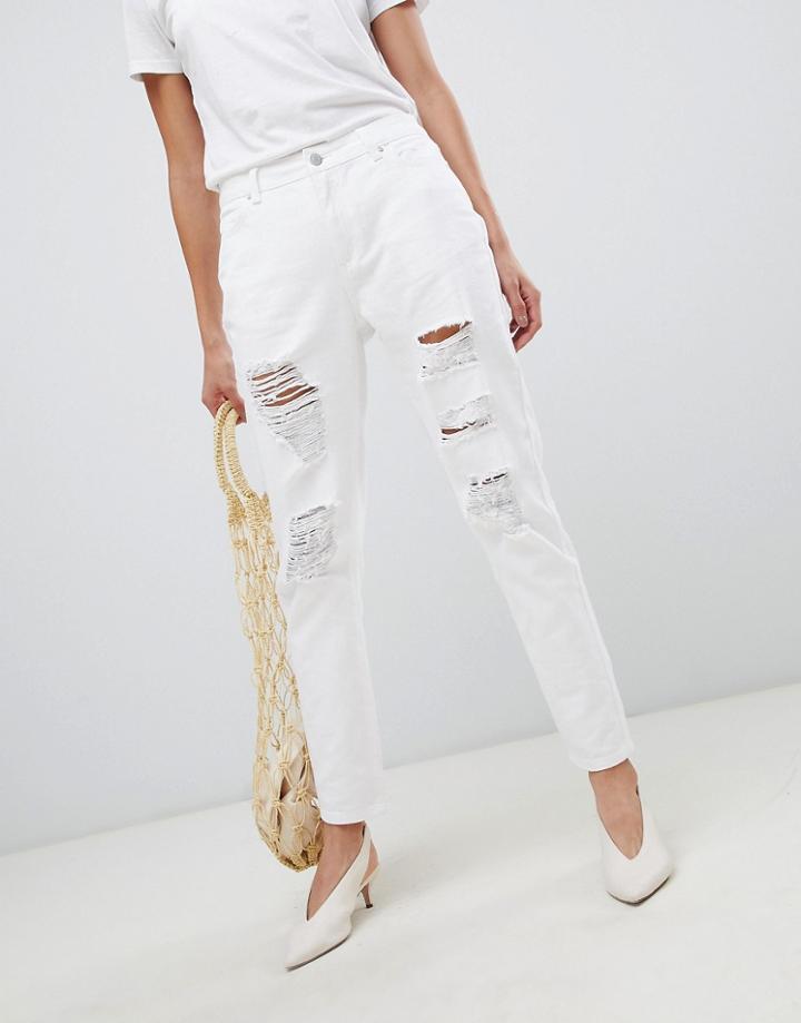 Vila Ripped Mom Jeans - White