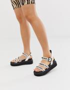 Lamoda White Studded Flatform Sandals - White