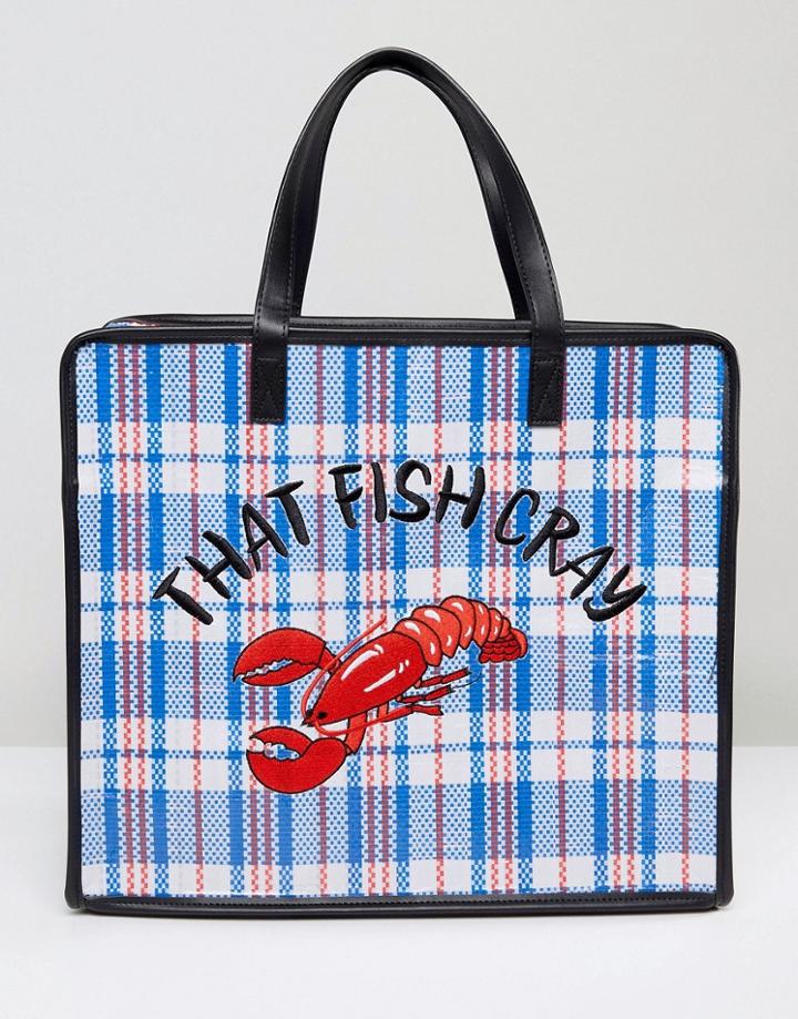 Skinnydip That Fish Cray Embroidered Lobster Shoulder Bag - Multi