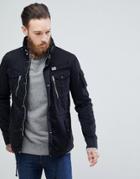 Schott Squad Military Overshirt Jacket In Black - Black