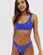 Candypants Studded Crop Bikini Top In Cobalt Blue