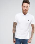 Asos Pique Muscle Polo Shirt With Logo In White - White
