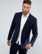 Farah Lake Plain Wool Blazer - Navy