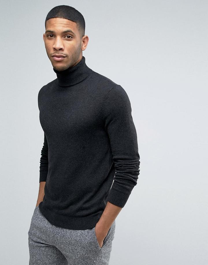 Kiomi Roll Neck Sweater In Fine Knit - Gray