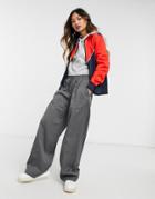 Monki Sporty Zip Through Jacket In Red & Navy