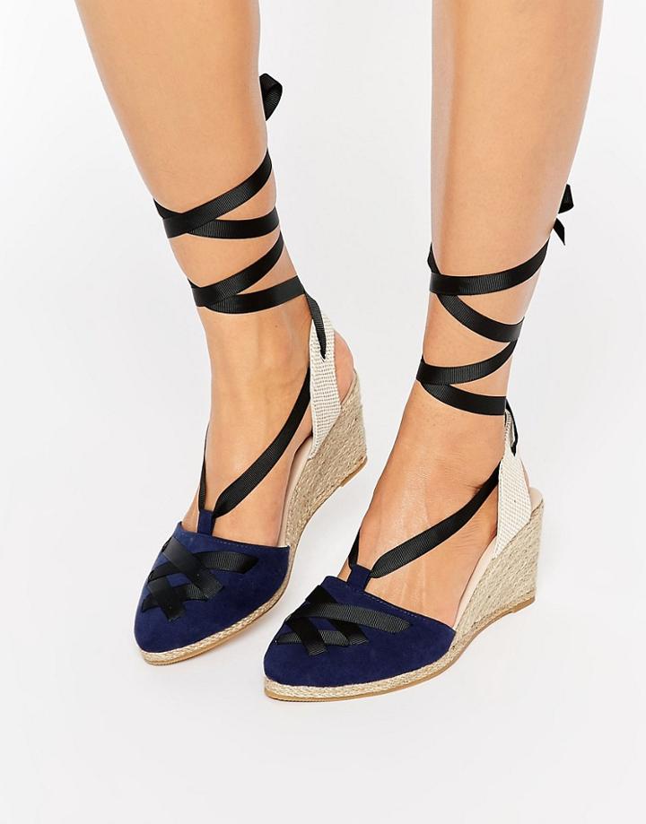 Asos Jacqueline Point Wedge Espadrilles - Navy