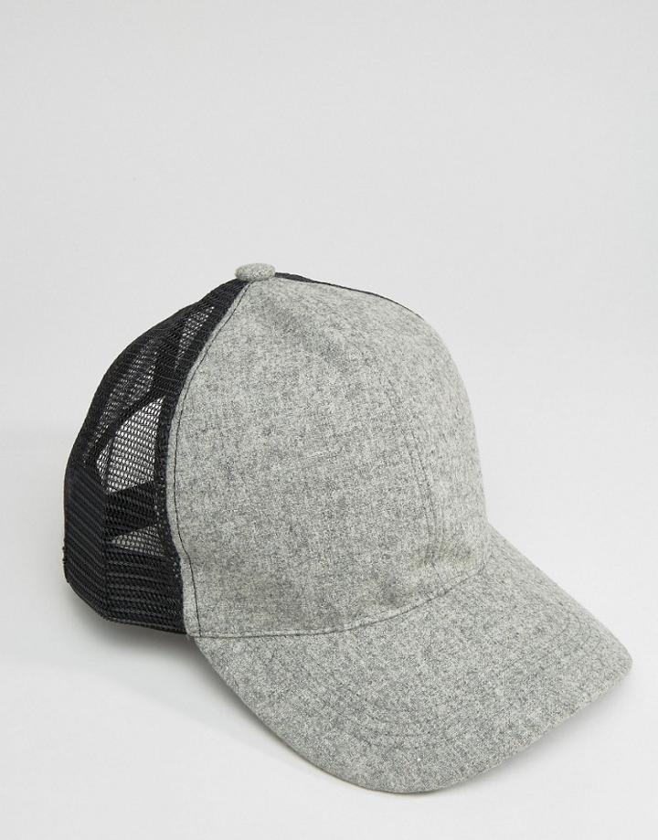 7x Black And Gray Trucker Hat With Curved Peak - Black