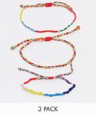 Asos Design Cord Anklet Pack In Bright Multi Colors