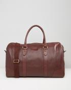 Barneys Structured Leather Carryall In Oxblood - Brown