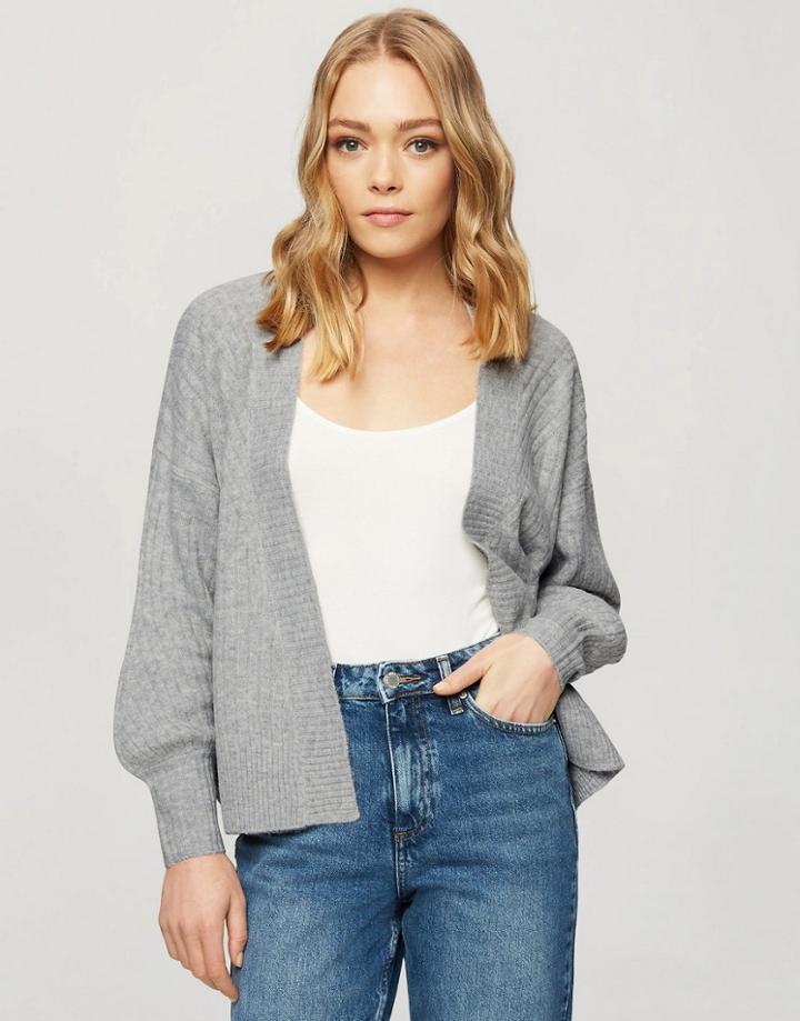 Miss Selfridge Short Cardigan In Gray-grey