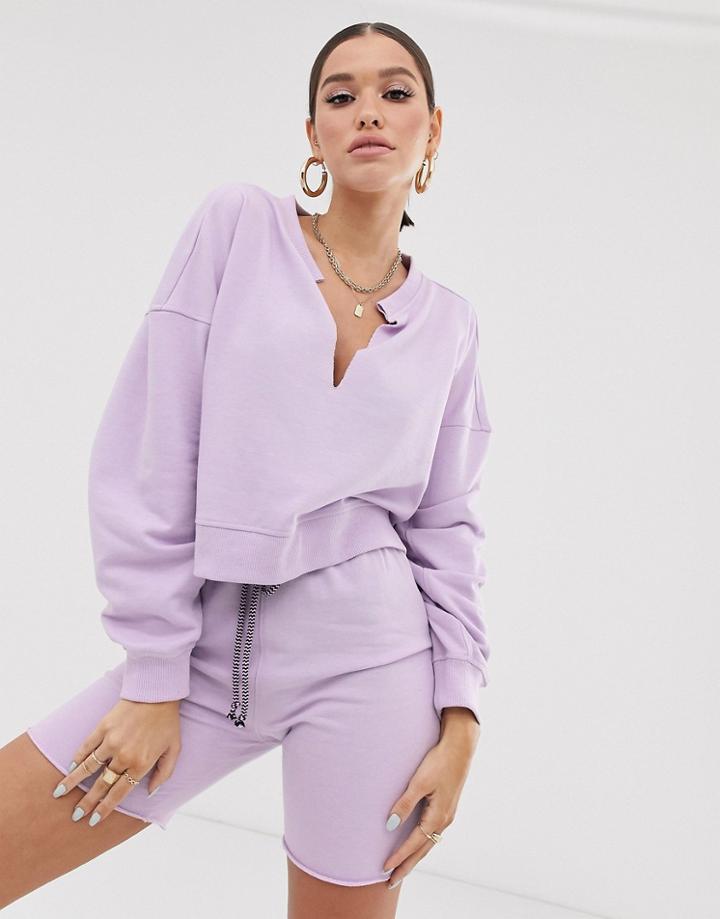 Public Desire X Lissy Roddy Relaxed Crop Sweatshirt Two-piece - Purple