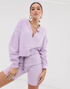Public Desire X Lissy Roddy Relaxed Crop Sweatshirt Two-piece - Purple