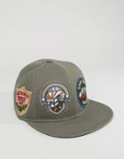 Asos Snapback Cap In Green With Badging - Green