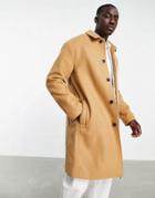 Asos Design Wool Mix Overcoat In Camel-blonde