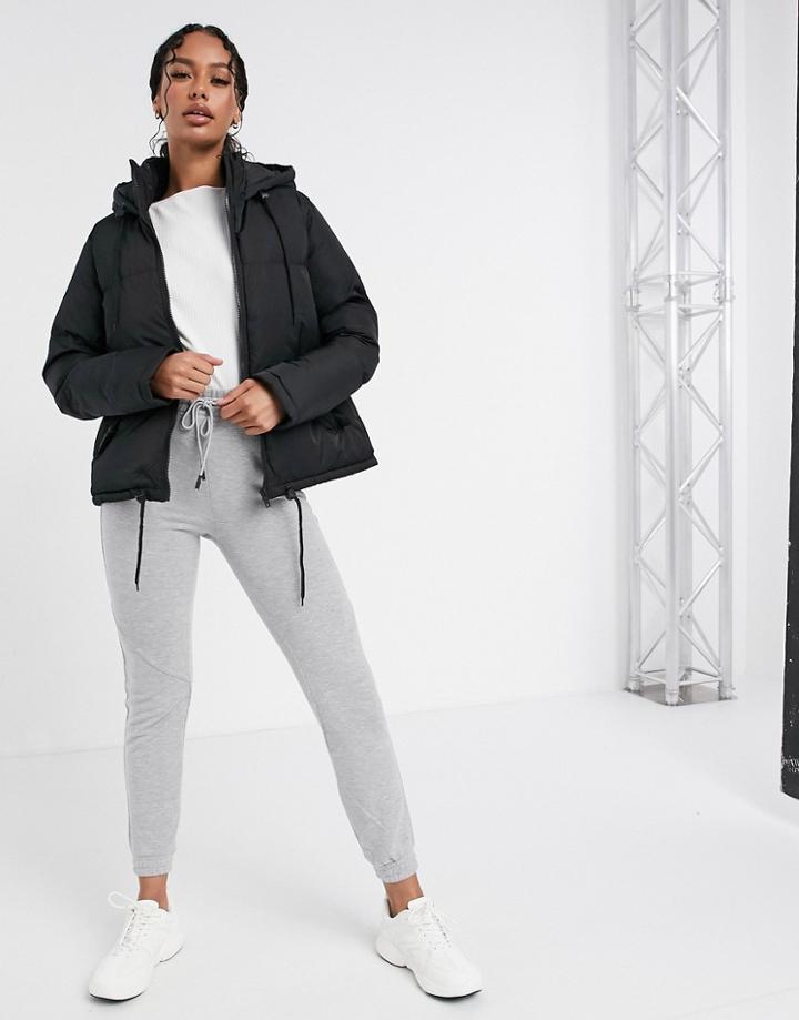 Brave Soul Cello Hooded Puffer Jacket-black