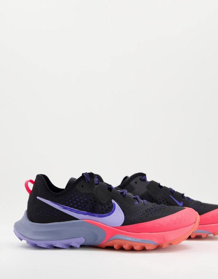 Nike Running Trail Air Zoom Terra Kiger 7 Sneakers In Black/flash Crimson