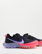 Nike Running Trail Air Zoom Terra Kiger 7 Sneakers In Black/flash Crimson