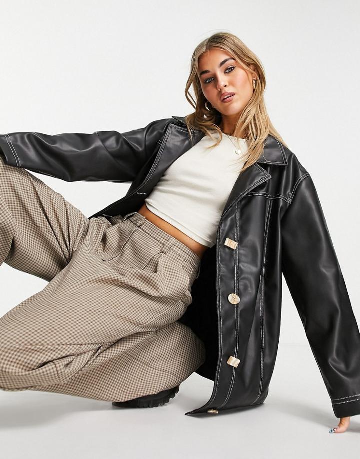 Asos Design Button Through Jacket In Black