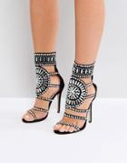 Public Desire Cleopatra Embellished Heeled Sandals - Black