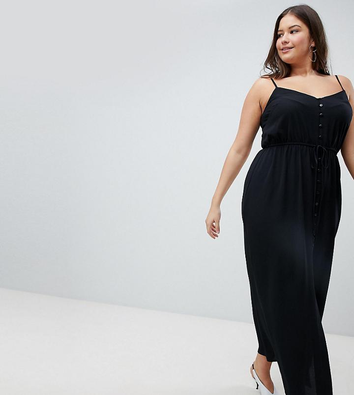 New Look Curve Button Through Maxi Dress - Black