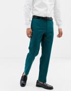 Farah Henderson Skinny Suit Trousrs In Teal - Green