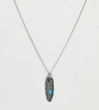 Reclaimed Vintage Inspired Necklace With Semi Precious Stone Feather Pendant Exclusive To Asos - Silver
