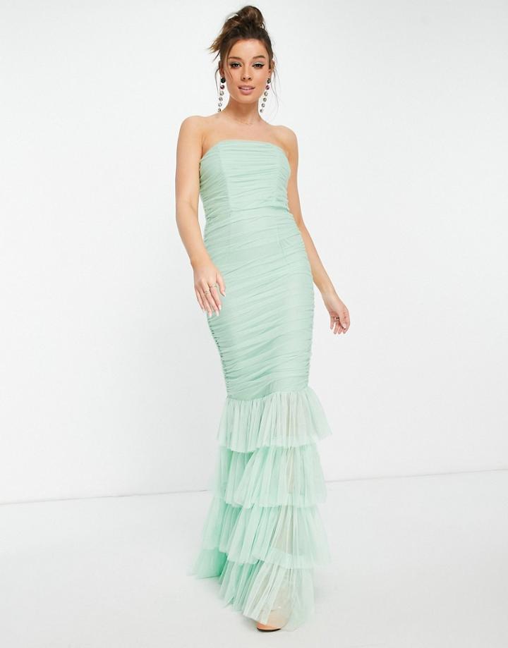 Forever U Tiered Fishtail Maxi Dress In Mint-green