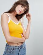 Monki Cropped Cami Top In Yellow - Yellow