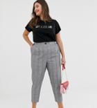 New Look Curve Check Pants In Gray - Gray