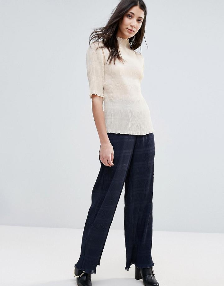 Ganni Hall Pleat Effect Pants - Navy