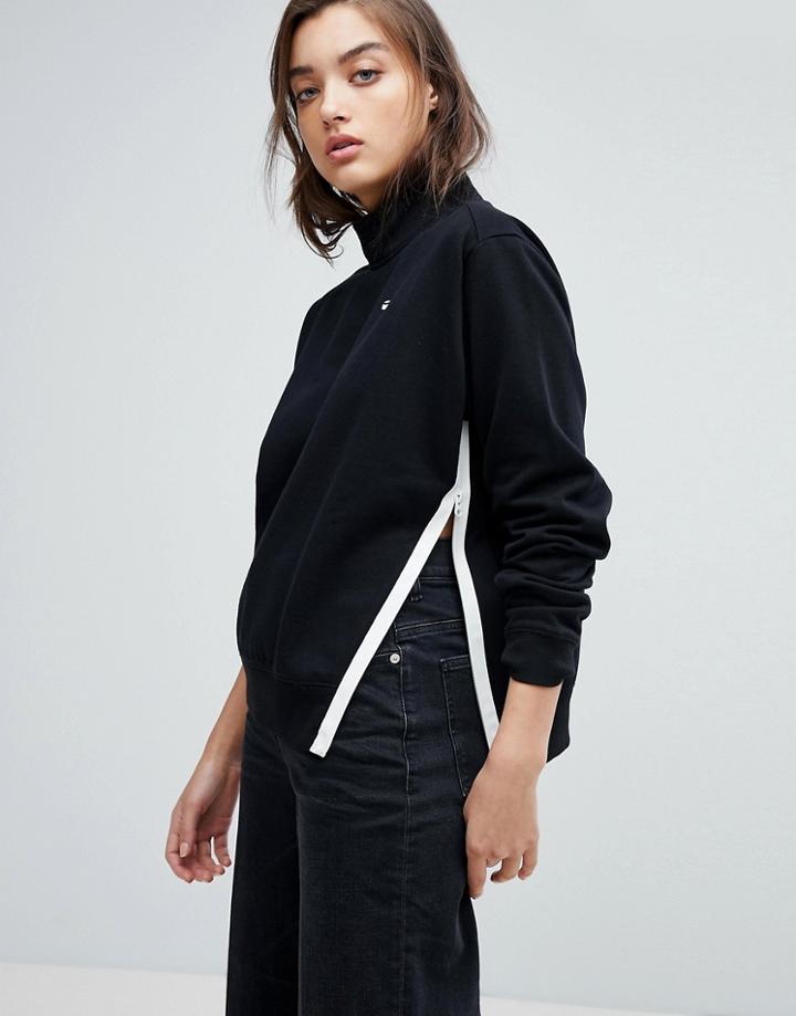 G-star Boyfriend Sweatshirt With Contrast Stripe - Black