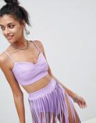Elsie & Fred Bralette Top In Faux Leather Two-piece - Purple