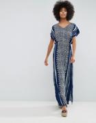 B.young Printed Maxi Dress With Criss Cross Back - Blue