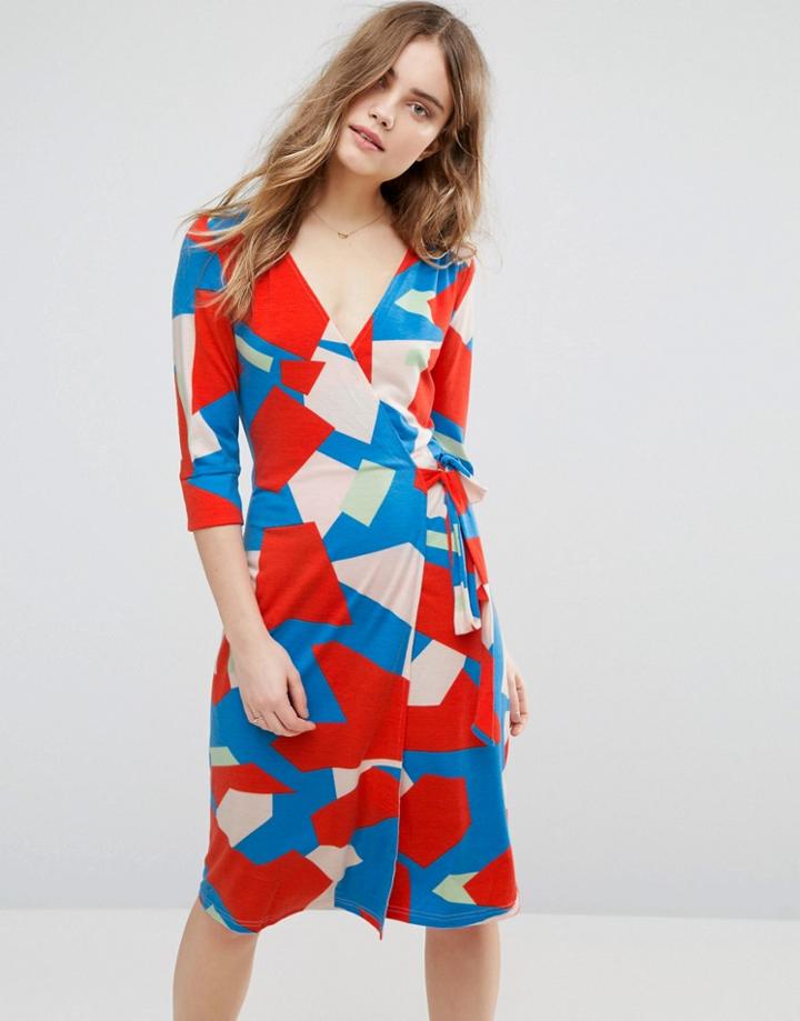 Traffic People Geo Print Wrap Dress - Multi