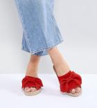 Park Lane Wide Fit Suede Bow Espadrille Sliders - Red