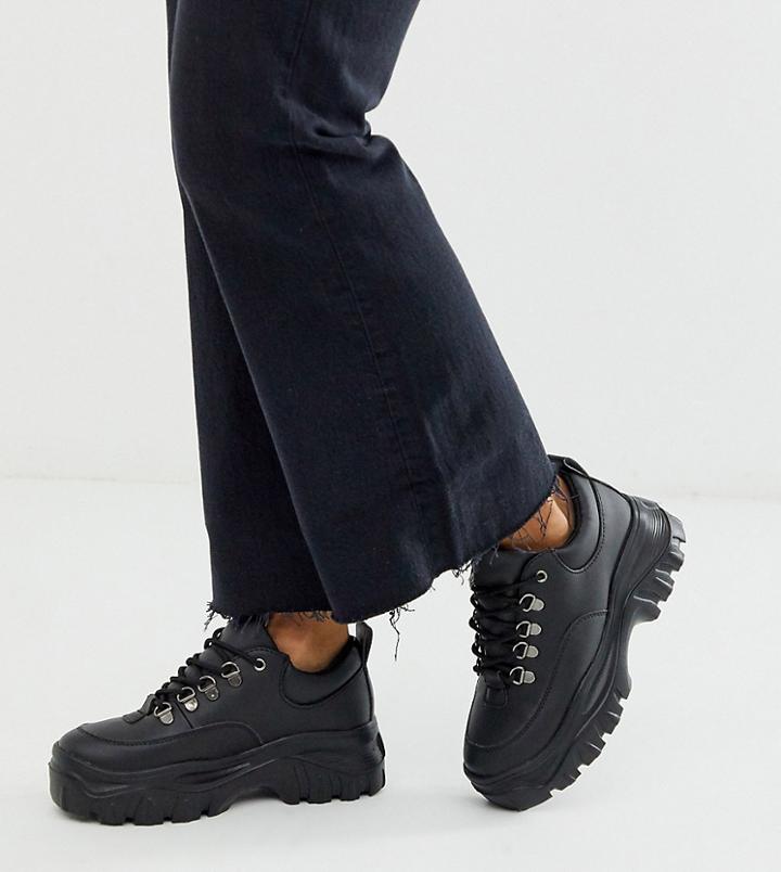 Truffle Collection Wide Fit Chunky Sneakers-black