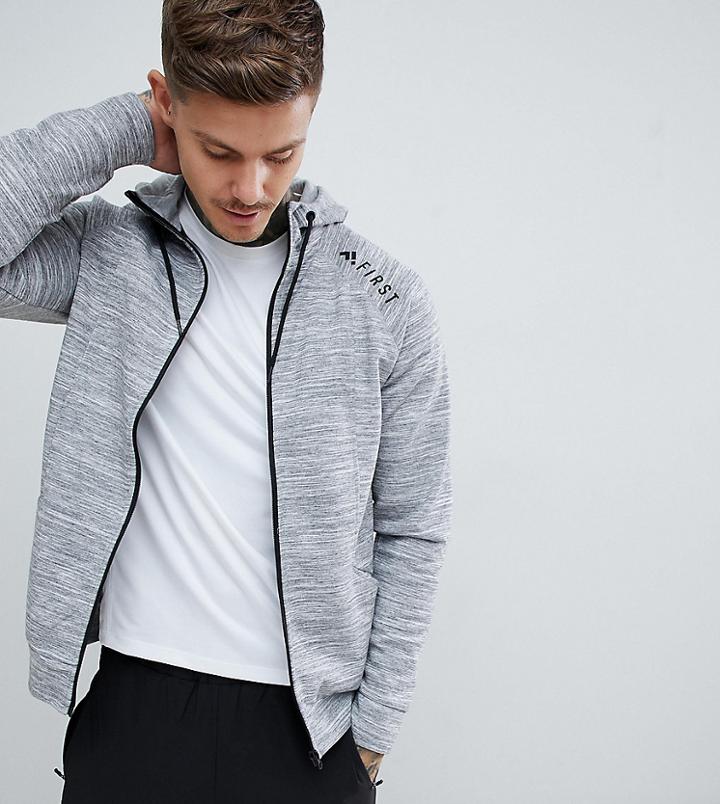 First Menswear Decon Slim Hood Zip - Gray
