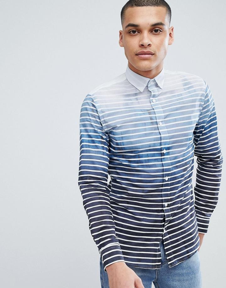 Selected Homme+ Slim Fit Shirt With All Over Print - Navy
