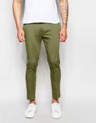 Asos Super Skinny Cropped Trouser In Cotton Sateen - Light Khaki