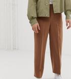 Noak Wide Leg Pleated Smart Pants In Pinstripe - Brown
