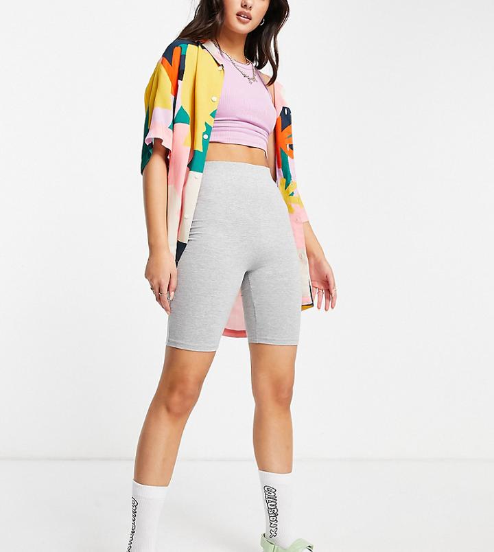 Collusion Organic Cotton Legging Shorts In Gray Heather-grey