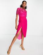 Virgos Lounge Embellished Midi Wrap Dress In Fuchsia-pink