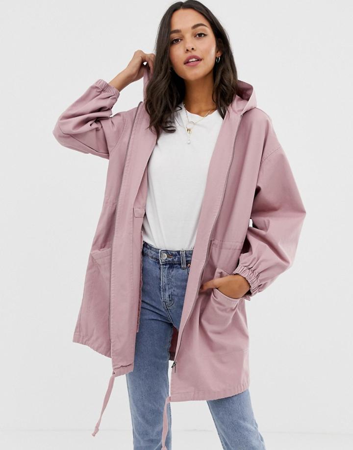 Asos Design Lightweight Parka - Pink